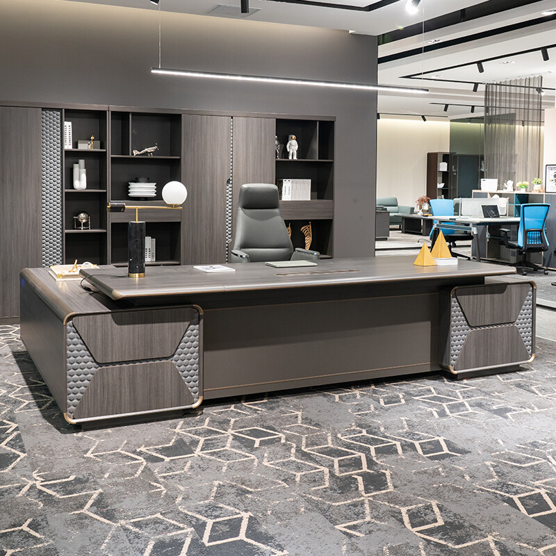 嘉航辦公家具時尚輕奢老板桌辦公桌總裁桌主管經理桌大班臺 1.6米老板桌+椅子 LBZ-P60B